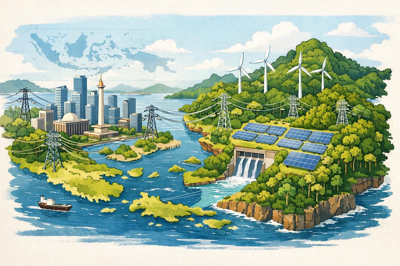 jelajahi masa depan kebijakan energi indonesia yang dinamis, menghubungkan peran jakarta dan kalimantan dalam transformasi energi nasional.