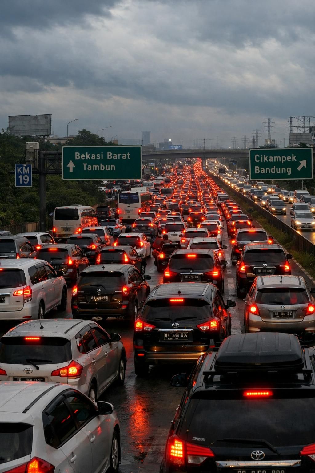pemudik dari bekasi ke tol cikampek mengalami kemacetan ekstrem selama 5 jam, mencatat rekor baru yang membuat perjalanan menjadi sangat melelahkan.
