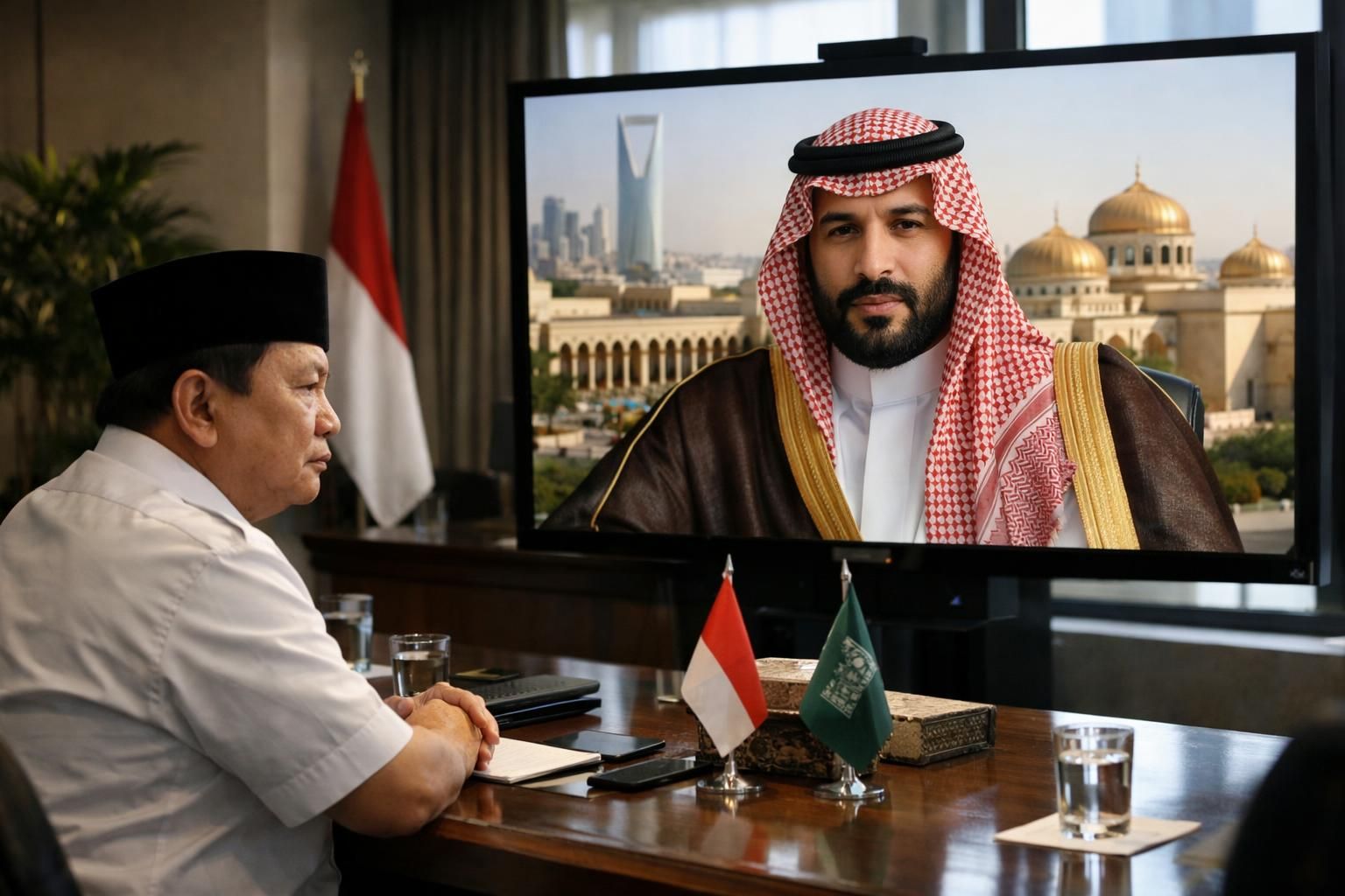 prabowo menghubungi mbs dan menyerukan penghentian operasi militer di timur tengah untuk mencapai perdamaian dan stabilitas di wilayah tersebut.