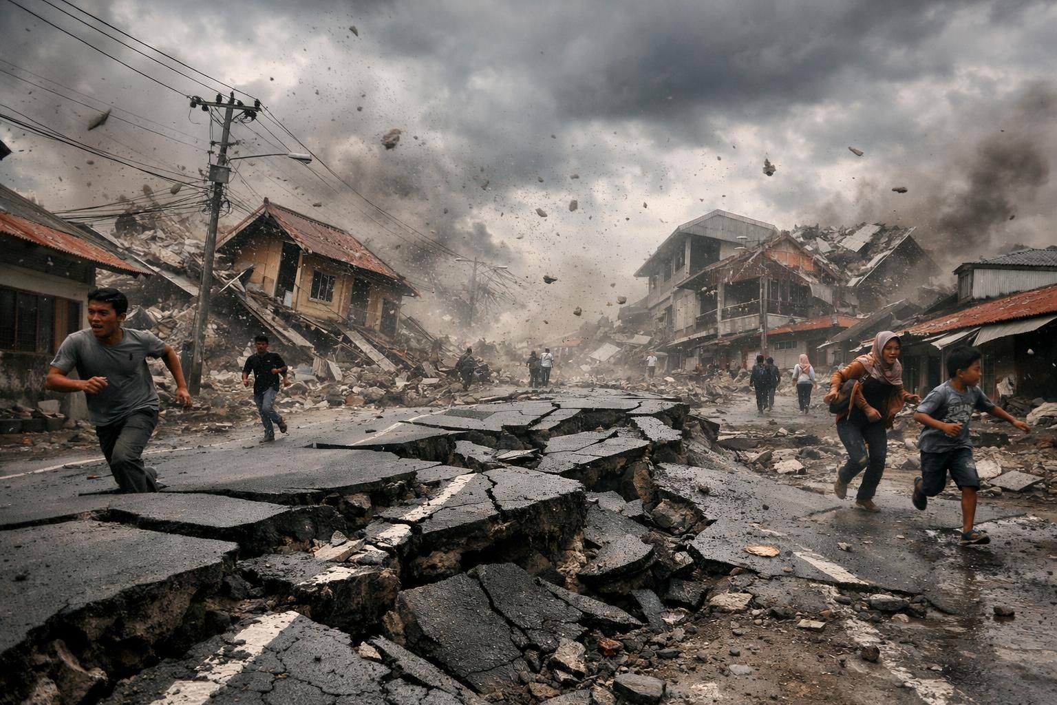 gempa dahsyat berkekuatan magnitudo 7,6 mengguncang sulawesi utara dan maluku utara, menyebabkan aspal jalanan ikut bergoyang dan memicu kekhawatiran di wilayah terdampak.