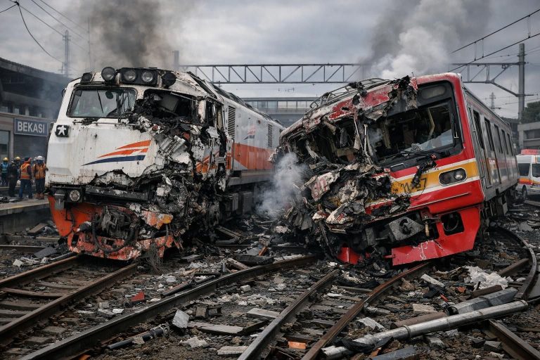 kecelakaan tragis terjadi di bekasi melibatkan tabrakan antara kereta argo bromo anggrek dan krl, mengakibatkan 14 orang meninggal dunia. dapatkan informasi lengkap dan update terkini di sini.