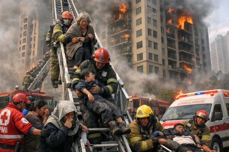 upaya evakuasi korban kebakaran di apartemen mediterania, jakarta barat, terus berlanjut dengan upaya maksimal untuk menyelamatkan dan menangani situasi darurat.