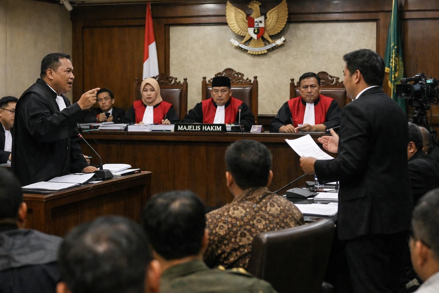 jaksa menyatakan keberatan terhadap pertanyaan yang tidak relevan, sementara pengacara nadiem meminta izin tertawa kepada majelis dalam sidang yang diliput detiknews.