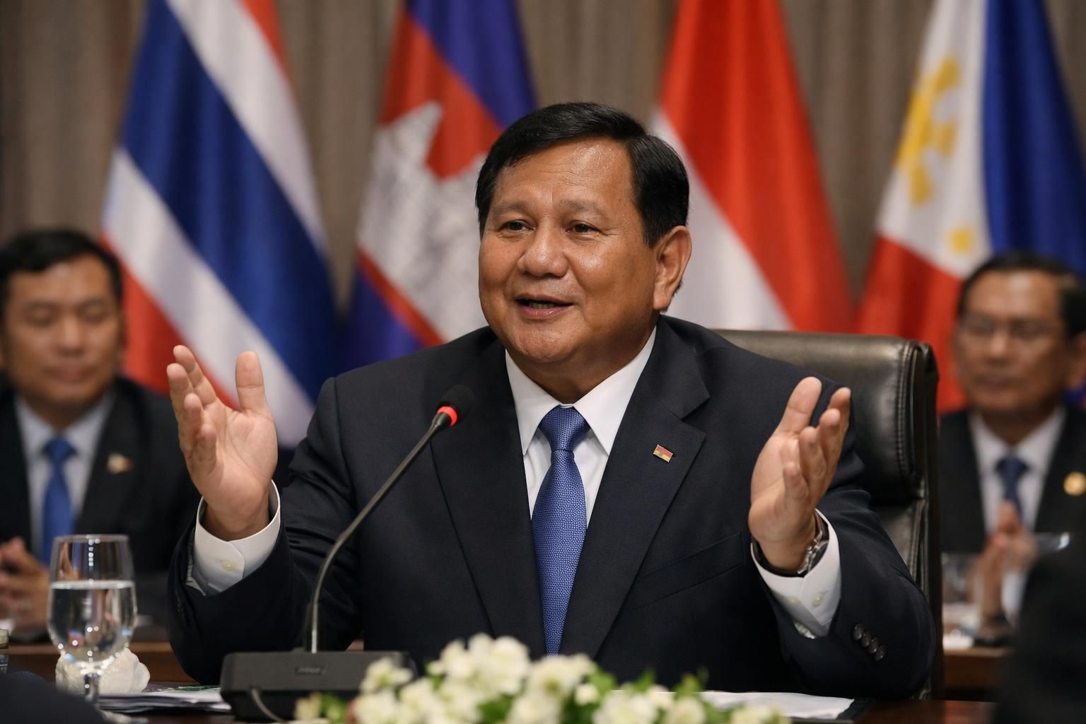 prabowo mengajak perdamaian di ktt asean dan mendorong tercapainya kesepakatan damai antara thailand dan kamboja demi stabilitas kawasan.
