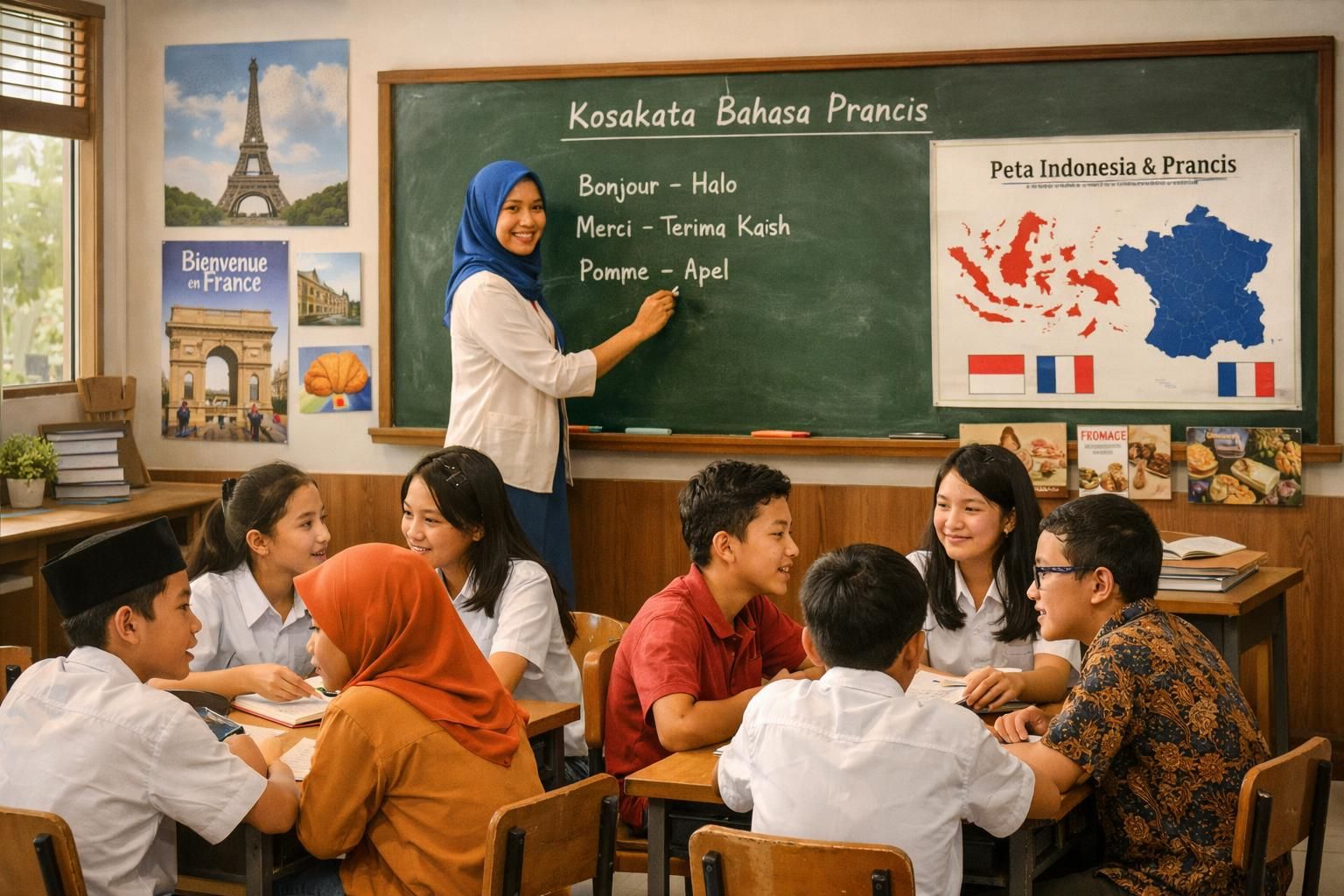 prabowo memerintahkan pengajaran bahasa prancis di sekolah-sekolah indonesia saat bertemu dengan presiden prancis, emmanuel macron, untuk mempererat hubungan budaya dan pendidikan antara kedua negara.