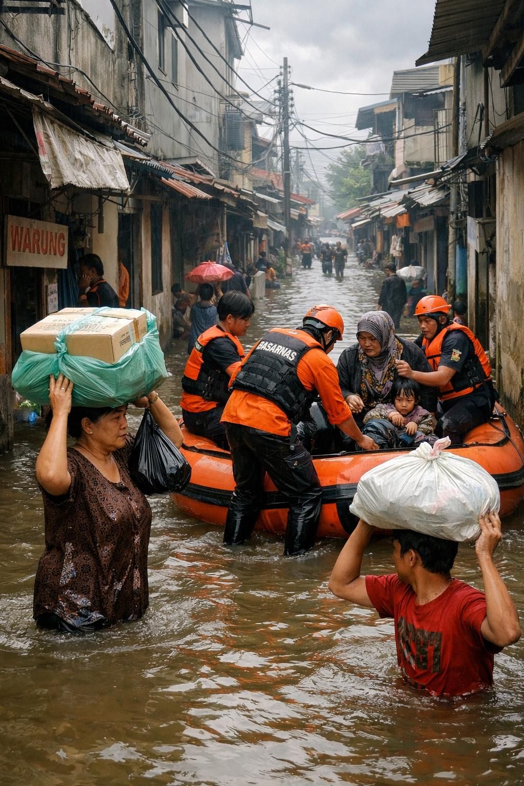 rt di jakarta masih terendam banjir pagi ini, menyebabkan 118 warga terpaksa mengungsi demi keselamatan mereka.