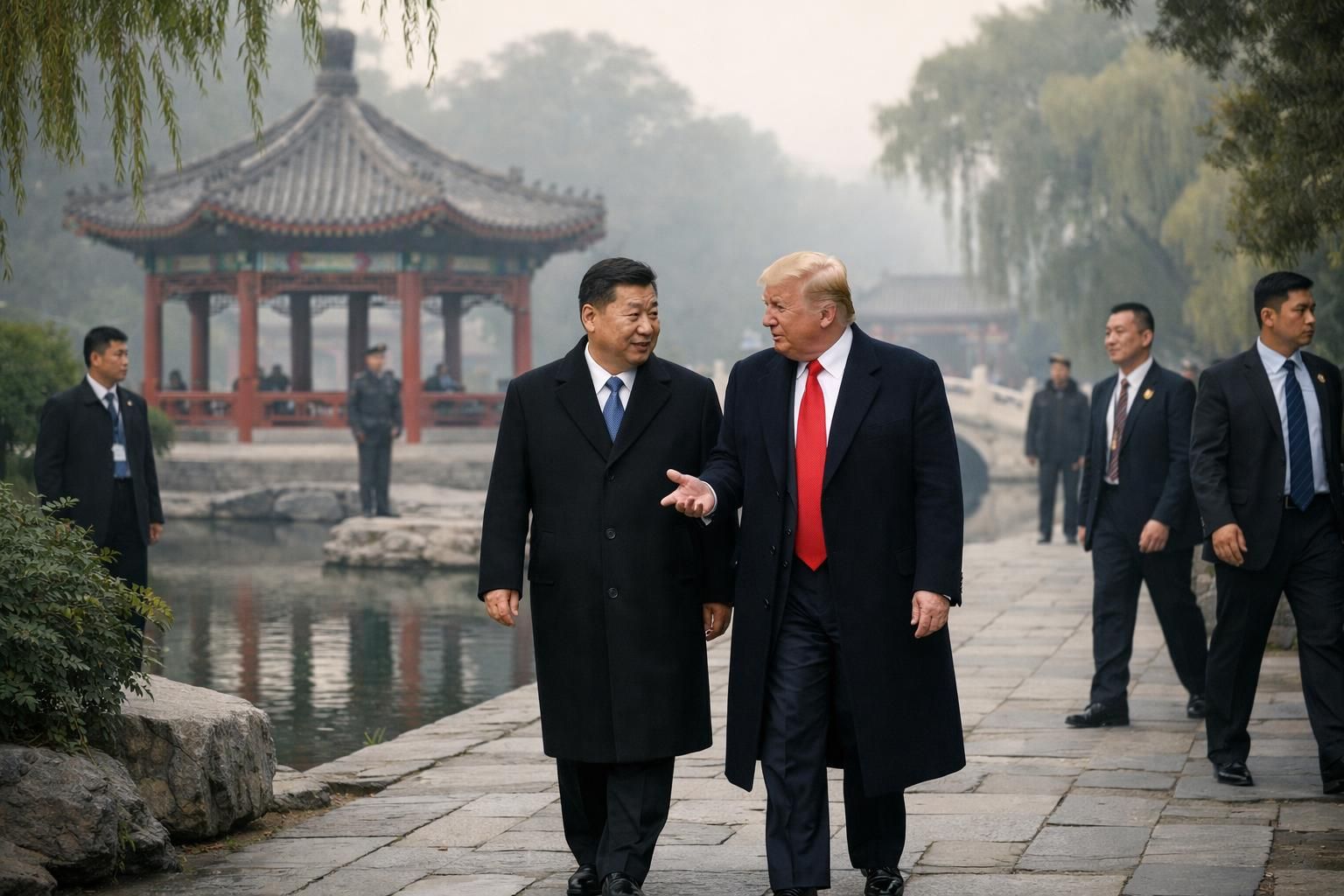 xi jinping mengundang trump untuk menjelajahi zhongnanhai dalam tur eksklusif, mengungkap pusat kekuasaan politik utama di tiongkok.
