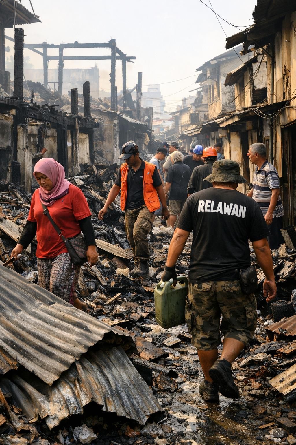 kondisi mengerikan rumah-rumah di kemayoran jakarta pusat yang hancur total setelah kebakaran dahsyat. berita lengkap dan terbaru hanya di detiknews.