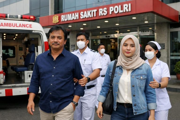 momen ketika roy suryo dan dr. tifa dibawa ke rs polri untuk menjalani pemeriksaan kesehatan secara menyeluruh.