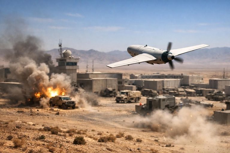 iran melancarkan serangan dengan drone bunuh diri terhadap fasilitas militer as di yordania, meningkatkan ketegangan regional dan keamanan internasional.