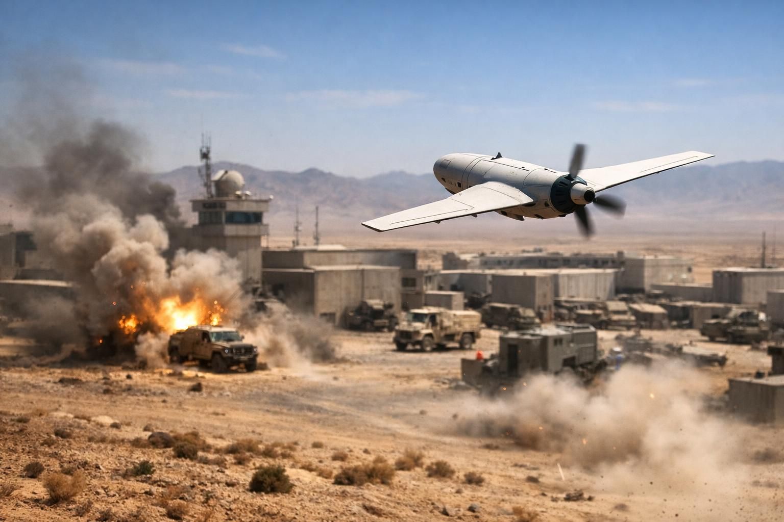 iran melancarkan serangan dengan drone bunuh diri terhadap fasilitas militer as di yordania, meningkatkan ketegangan regional dan keamanan internasional.