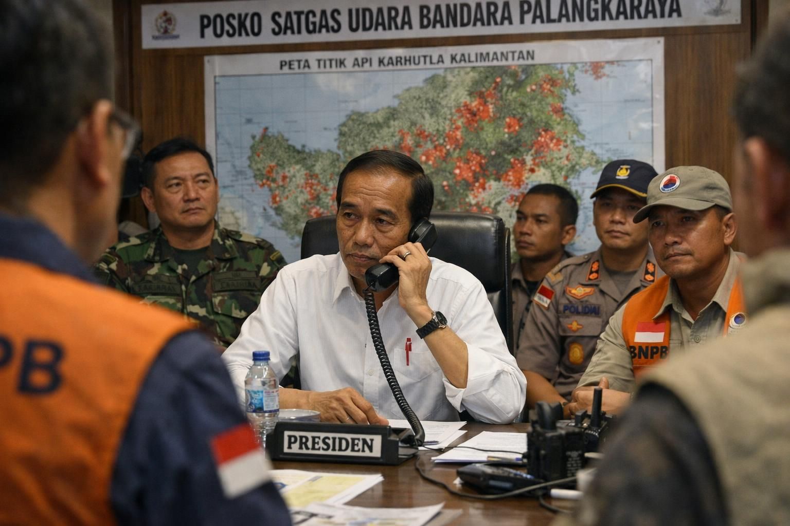 detik-detik prabowo menghubungi tim saat rapat, meminta pasokan perlengkapan tambahan untuk menangani kebakaran hutan dan lahan (karhutla) secara efektif dan cepat.