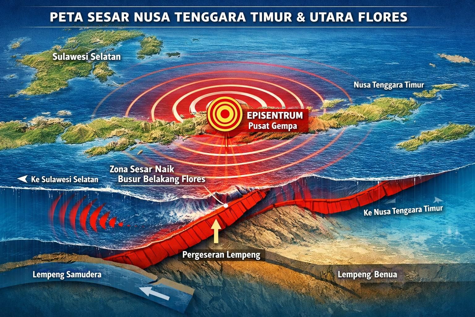 mengungkap faktor penyebab gempa magnitudo 7 di ntt yang memicu tsunami dan getaran hingga sulawesi selatan, serta dampaknya pada wilayah sekitar.