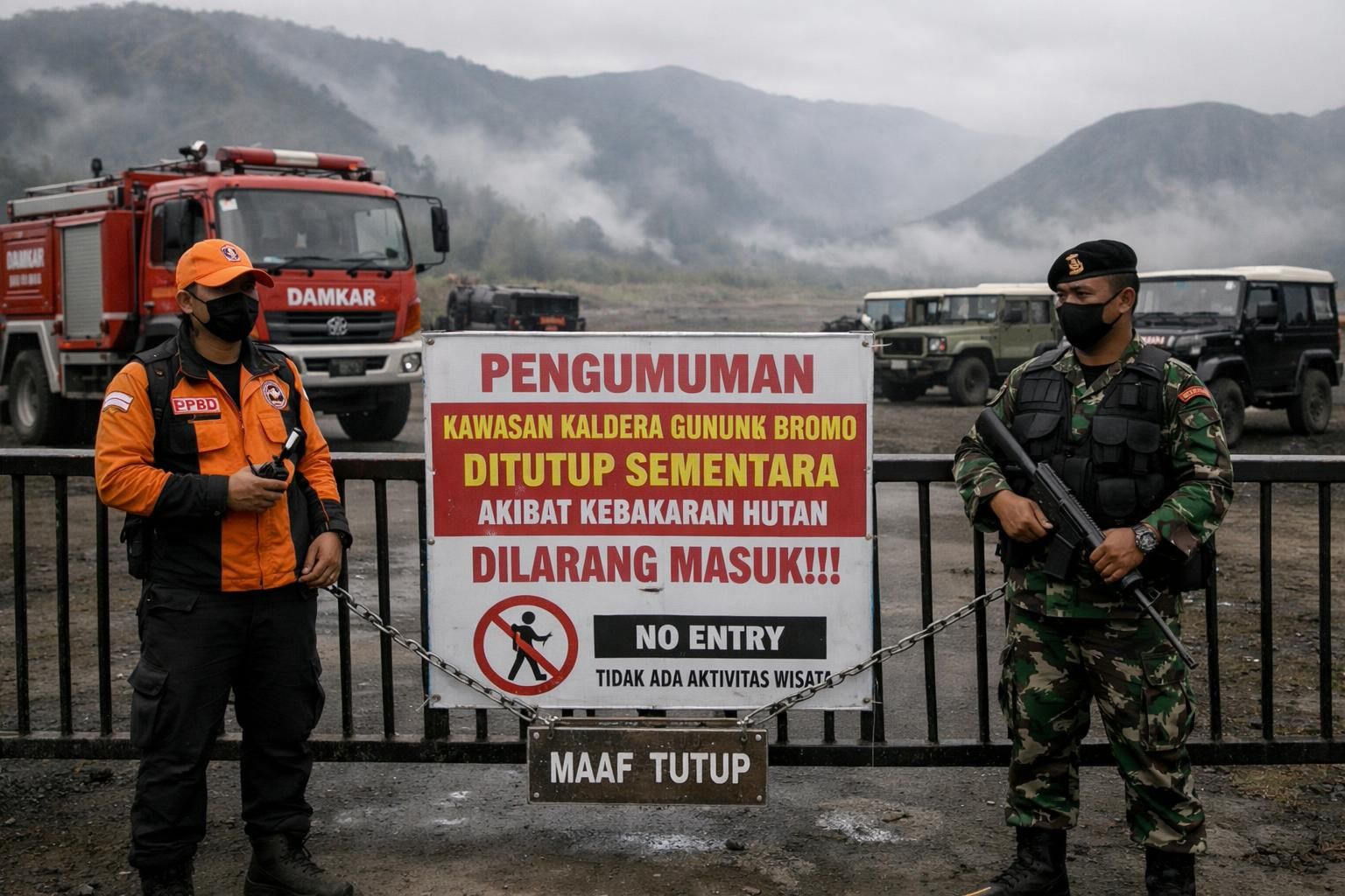 gunung bromo ditutup sementara akibat kebakaran. wisatawan yang sudah membeli tiket dapat memohon pengembalian dana. dapatkan informasi terbaru hanya di detiknews.