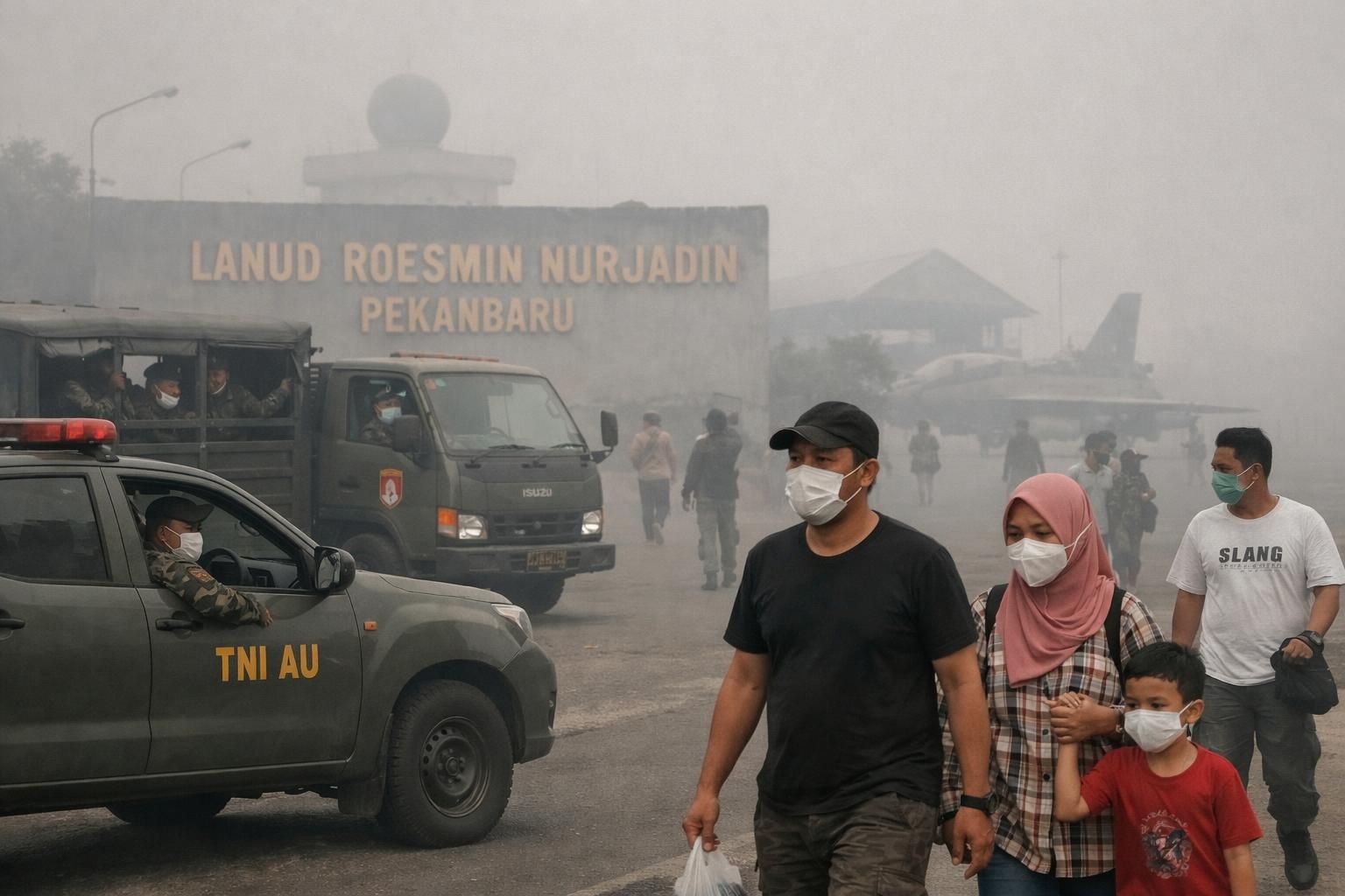 kedatangan prabowo di pekanbaru disambut kabut asap tebal akibat kebakaran hutan dan lahan, menimbulkan keprihatinan terkait dampak lingkungan dan kesehatan masyarakat.