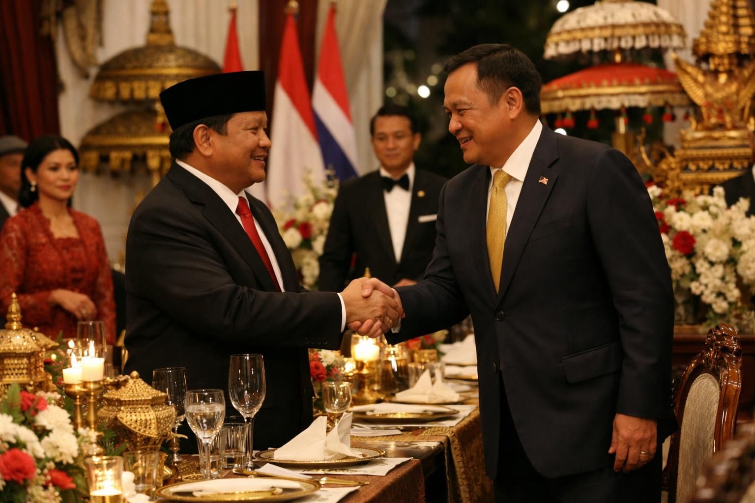prabowo mengundang makan malam untuk mempererat persahabatan dengan pm thailand, yang memberikan pujian atas hubungan erat kedua negara.