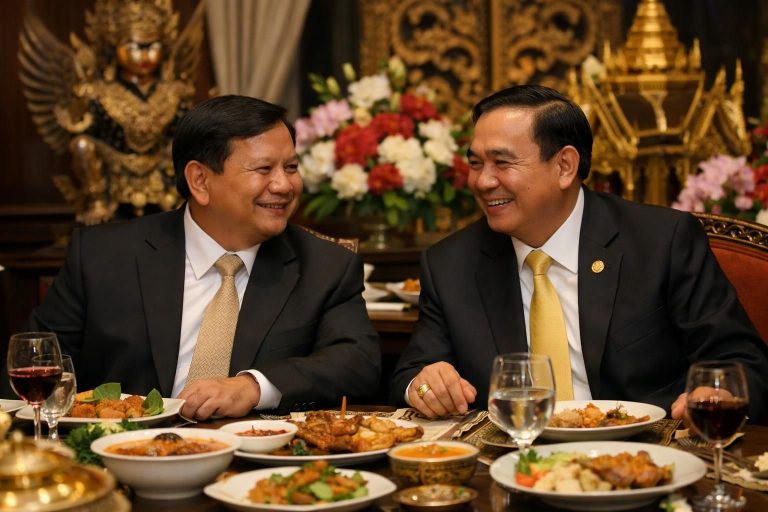 prabowo mengundang makan malam untuk mempererat persahabatan, mendapat pujian dari pm thailand atas upaya diplomasi dan kerjasama yang erat.
