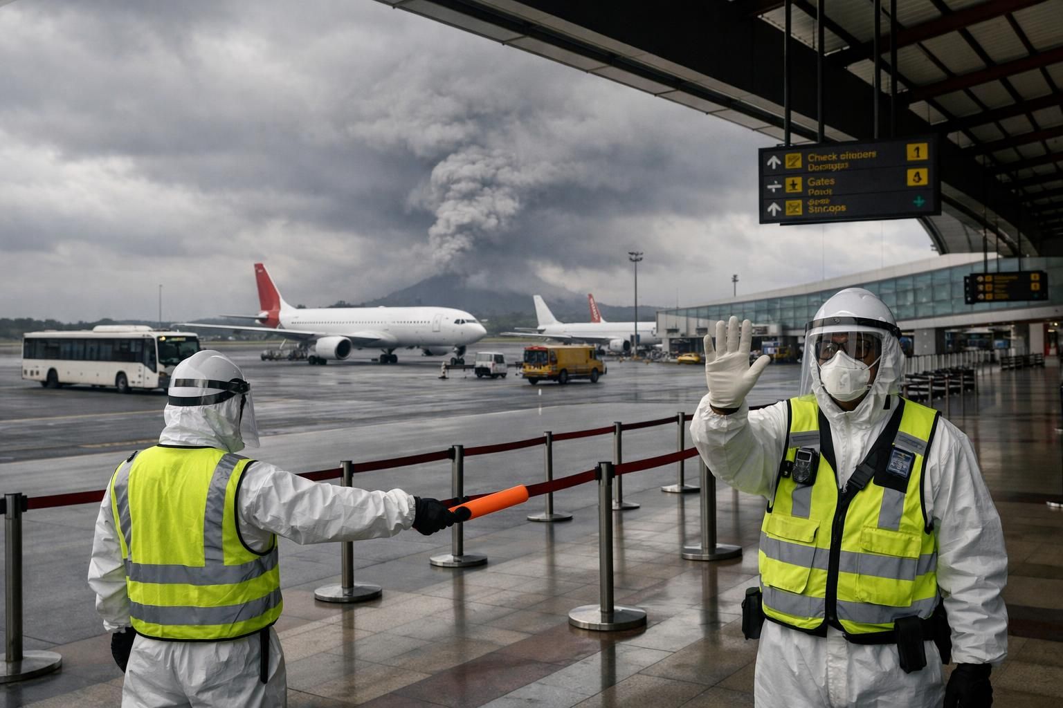 bandara soekarno-hatta ditutup sementara hingga pukul 13.30 wib akibat erupsi gunung anak krakatau, lansir detiknews.